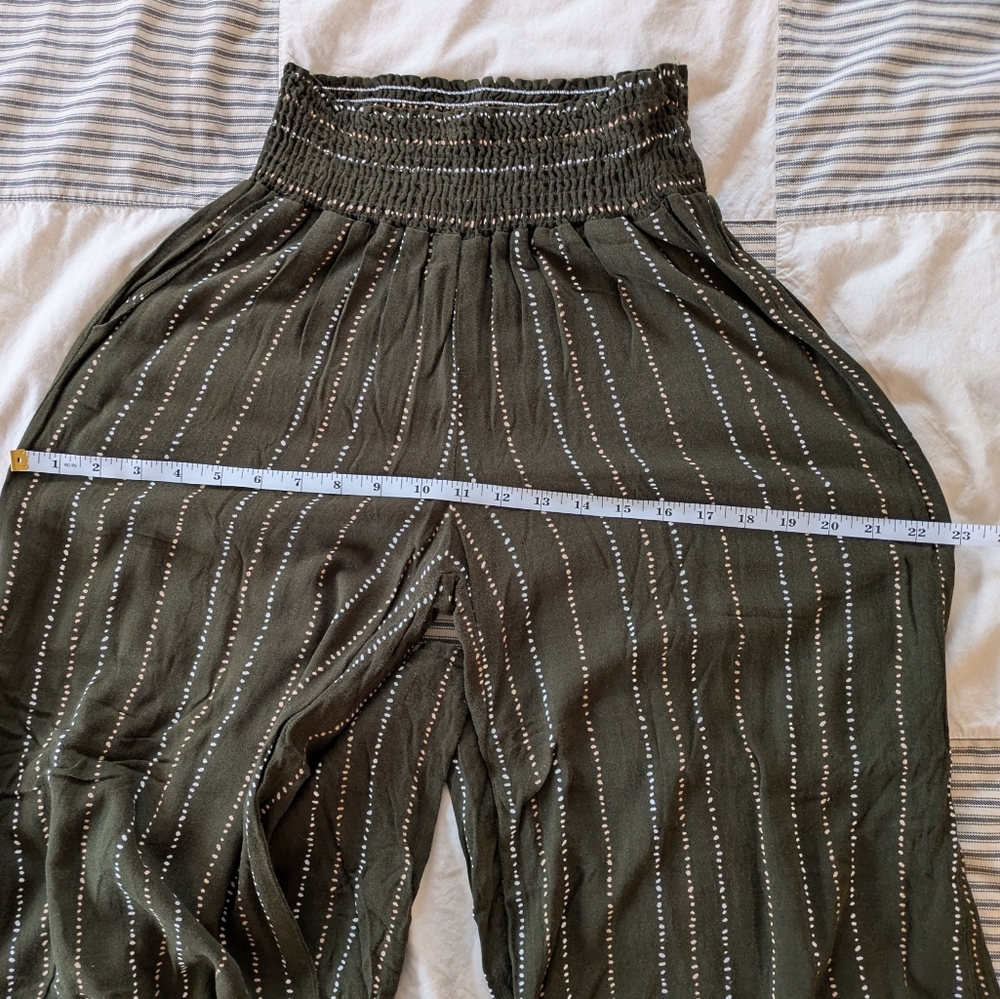 Sozy Charlie Wide Leg Pants in Olive with Stripes - Picture 4 of 10